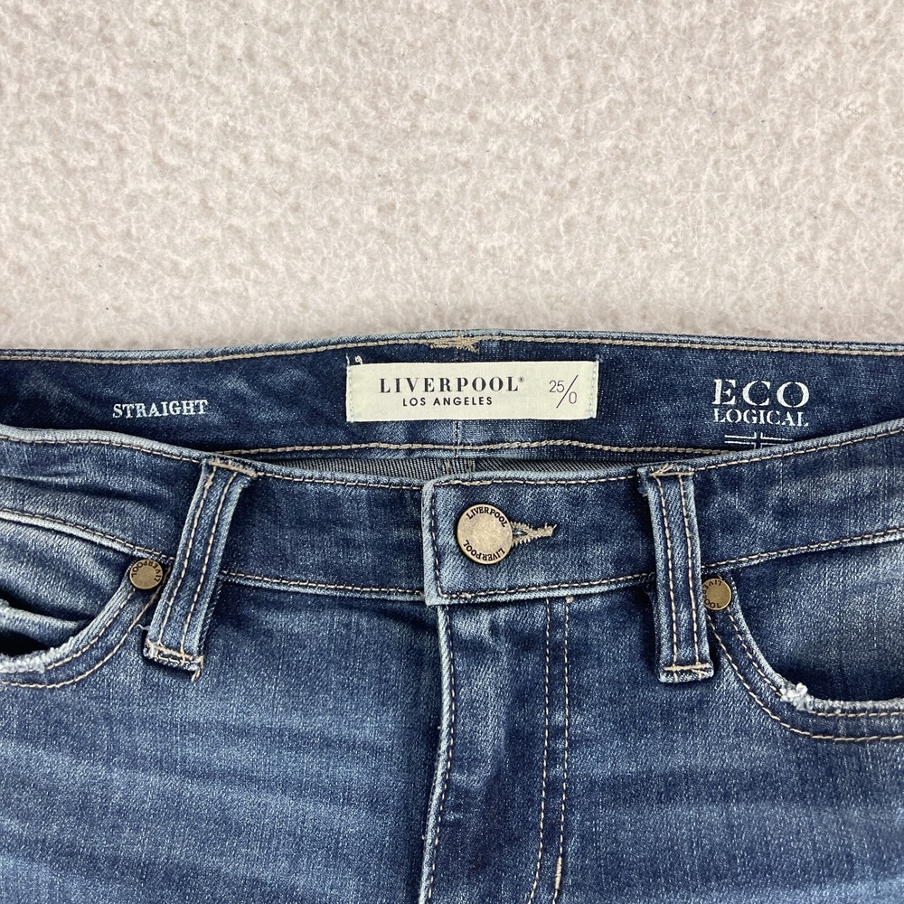 Liverpool Los Angeles Blue Denim Straight Leg Jeans Womens Mid-Rise Size‎ 25 - Picture 12 of 15